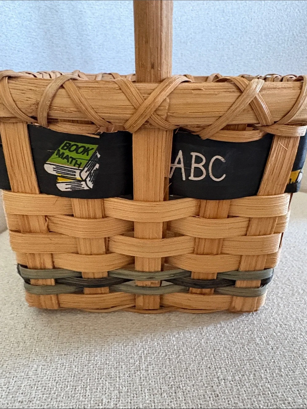 Handwoven Natural Brown teacher Apple Basket with Handle